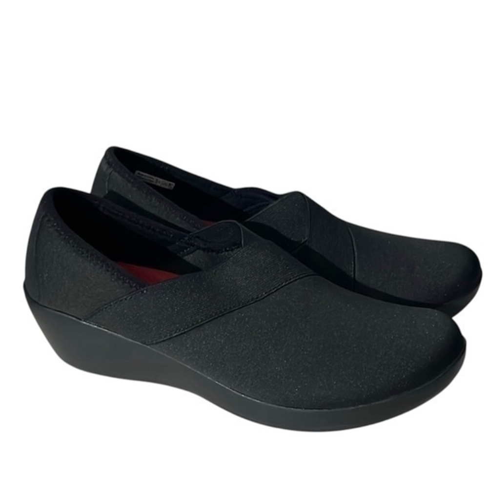 Crocs Women’s Busy Day Black Stretch Fabric Wedge Shoes Size 8
